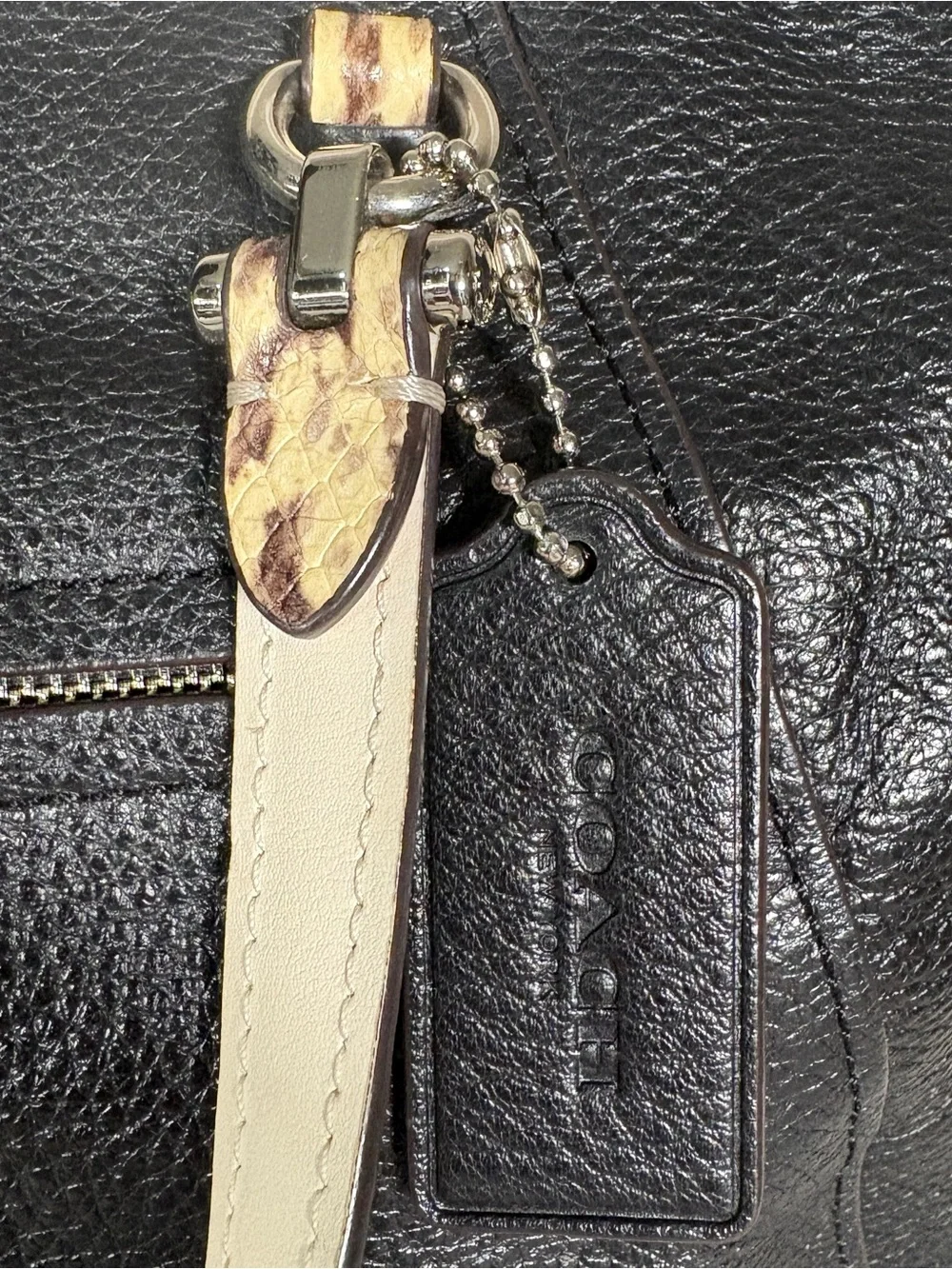 Coach Prairie Satchel Black Pebbled Leather Snake Embossed Crossbody